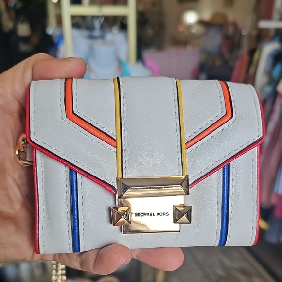 Michael Kors Handbags - Michae,l Kors, White, Red, Colorful,  Leather, Wallet, Gold, Summer, Designer